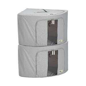 foldable clothes storage bag organizer corner pop up bins strong handle quality fabric for collapsible closet boxes 2 pack (large, graphite gray)