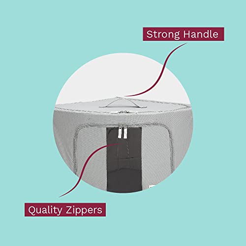 Foldable Clothes Storage Bag Organizer Corner Pop Up Bins Strong Handle Quality Fabric for Collapsible Closet Boxes 2 Pack (Large, Graphite Gray)