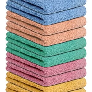 Textila Terry Washcloth Pack of 10 - Multicolor - 12x12 Inches, Soft and Absorbent - Perfect for Bath, Face, Hand, Kitchen, Spa, Hotel, Gym, and Home Use.