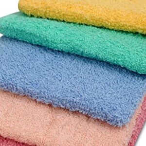 Textila Terry Washcloth Pack of 10 - Multicolor - 12x12 Inches, Soft and Absorbent - Perfect for Bath, Face, Hand, Kitchen, Spa, Hotel, Gym, and Home Use.