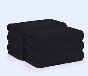 glamburg 100% cotton 6 pack bath towel set, ultra soft bath towels 22x44, towels for gym yoga pool spa, quick drying & highly absorbent - black