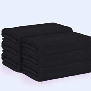 GLAMBURG 100% Cotton 6 Pack Bath Towel Set, Ultra Soft Bath Towels 22x44, Towels for Gym Yoga Pool Spa, Quick Drying & Highly Absorbent - Black