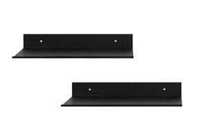 z metnal small decor shelves, mini floating display wall shelf for smart speaker collectables, aluminum, wall mounted, matt black,12 x 5 inch, 2 pack