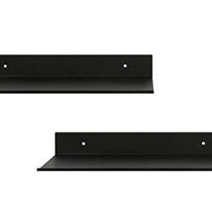 Z metnal Small Decor Shelves, Mini Floating Display Wall Shelf for Smart Speaker Collectables, Aluminum, Wall Mounted, Matt Black,12 x 5 inch, 2 Pack