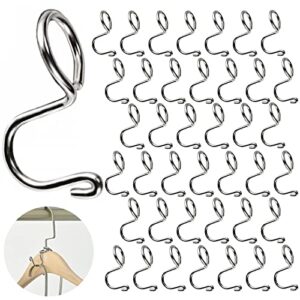 halifin hanger connector hooks, 40 pcs hanger hooks, stainless steel material is strong and durable metal hanger for clothes space saving hanger(silver)