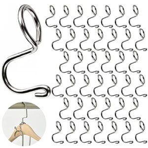 HALIFIN Hanger Connector Hooks, 40 Pcs Hanger Hooks, Stainless Steel Material is Strong and Durable Metal Hanger for Clothes Space Saving Hanger(Silver)