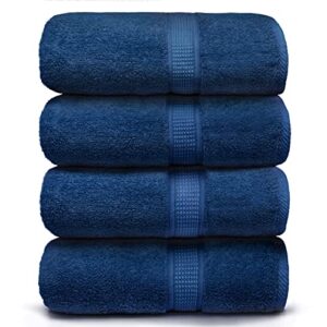 ariv towels - bath towels set - premium bamboo cotton bath towels - ultra absorbent, soft feel and quick drying 30" x 52" (denim)