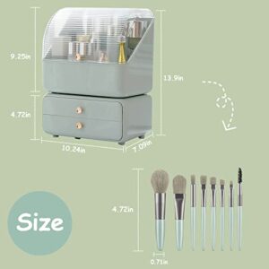 Makeup Organizer Large Visible Cosmetic Display Case With Detachable Drawers Include 8 Makeup Brushes Waterproof and Dustproof Cosmetic Storage Organizer For Makeup Skincare