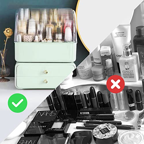 Makeup Organizer Large Visible Cosmetic Display Case With Detachable Drawers Include 8 Makeup Brushes Waterproof and Dustproof Cosmetic Storage Organizer For Makeup Skincare