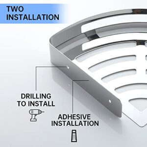 TINYROW 2-Pack Corner Shower Caddy, Stainless Steel Wall Mounted Bathroom Shelf,No Drilling Adhesive Shower Shelf, Storage Rack for Toilet, Shampoo, Kitchen and Dorm