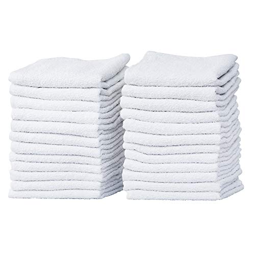 Pacific Linens 24-Pack White Thin 100% Cotton Towel Washcloths, Lightweight, Commercial Grade and Ultra Absorbent