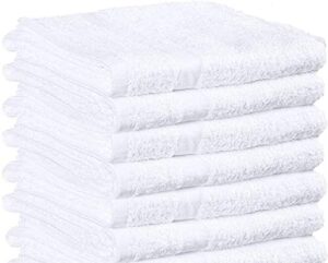 towels n more 6 pcs new gym towels 20x40 white 100% cotton loop terry bath towels salon towels light weight fast drying(6)