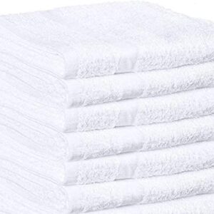 Towels N More 6 Pcs New Gym Towels 20x40 White 100% Cotton Loop Terry Bath Towels Salon Towels Light Weight Fast Drying(6)