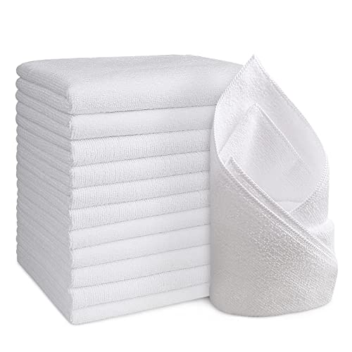 Orighty 12 Pack Premium Hand Towels Set - Quick Drying & Absorbent Microfiber Hand Towels for Bathroom 16x27 inches - Multi Purpose for Gym, Spa, Shower, Hotel & Bathroom (White)