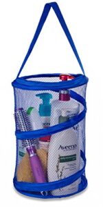dorm shower caddy – 8” x 12” - carry your sundries right into the shower. great for college dorm life, gyms, camping and travel. folds flat for easy storage when not needed. (blue)