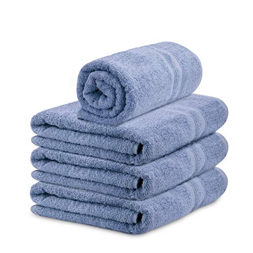 TALVANIA Luxury Bath Towels - 100% Ring Spun Cotton 650 GSM 4 Big Hotel Bath Towel Perfect for Pool Spa, Bathrooms (Blue)