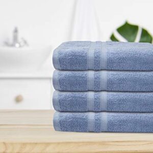 TALVANIA Luxury Bath Towels - 100% Ring Spun Cotton 650 GSM 4 Big Hotel Bath Towel Perfect for Pool Spa, Bathrooms (Blue)