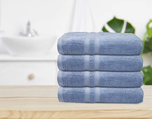 TALVANIA Luxury Bath Towels - 100% Ring Spun Cotton 650 GSM 4 Big Hotel Bath Towel Perfect for Pool Spa, Bathrooms (Blue)