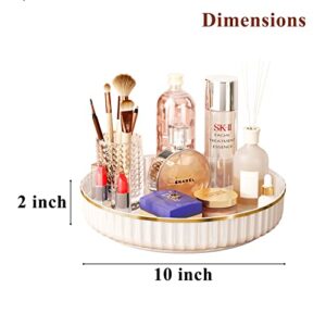 Makeup Organizer, 360 Degree Rotating Cosmetic Display Cases, Lazy Susan Organizer Round Storage (White - 10 inch)