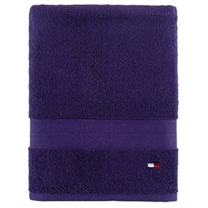 tommy hilfiger solid color bath towel 1 piece - 30 x 54 inches, 100% cotton 574 gsm (peacoat)