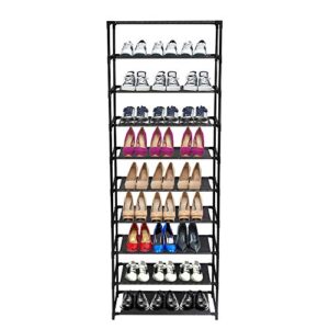 10 tier 50 pairs shoe rack stackable shoe rack storage shelves - stainless steel frame (24.5 x 12 x 60) (l x w x h)