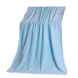 70x140cm Microfiber Bear Soft Water Absorbent Shower Bath Beach Towel Blanket Light Blue