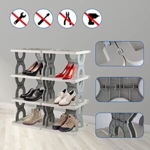 FIROK Shoes Rack,8-Tier Foldable Shoe Shelf for Entryway, Free Standing Shoes Storage Organizer Easy Assembly Shoe Holder for Student's Dorm