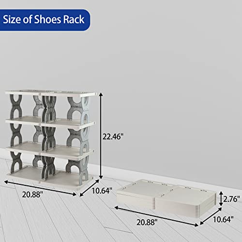 FIROK Shoes Rack,8-Tier Foldable Shoe Shelf for Entryway, Free Standing Shoes Storage Organizer Easy Assembly Shoe Holder for Student's Dorm