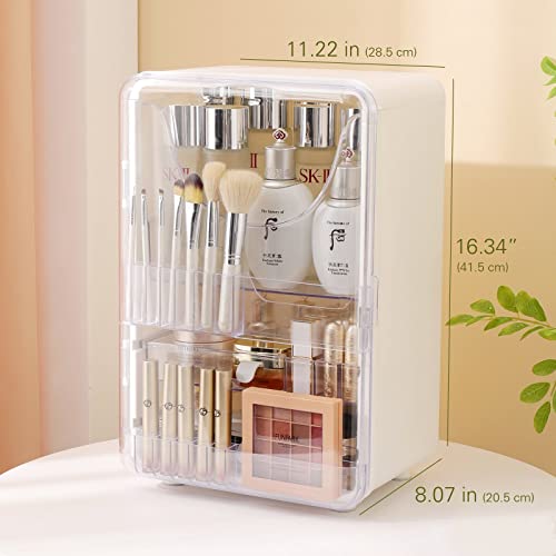 ciecie Large Capacity Makeup Organizer, Clear Cosmetic Display Cases for Vanity, Make Up Organizer Storage Drawers, Bathroom Organizer Box, Lipstick, Skin Care, Makeup Brush Organizer