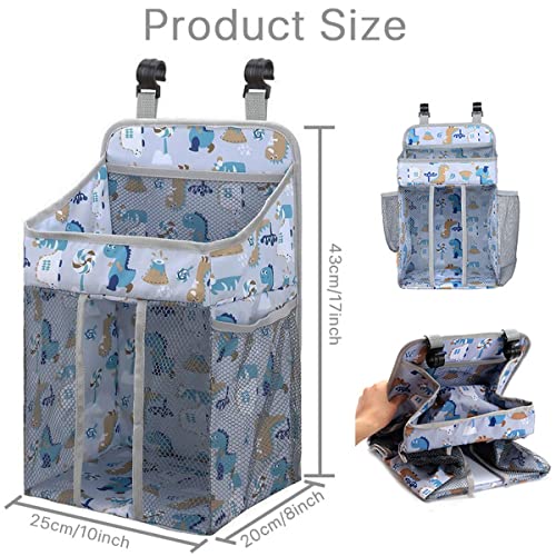 Hanging Diaper Caddy Organizer, Diaper Organizer,for Crib,Changing Table, Closets,Wall, Bassinet, Essentials Storage (Grey)