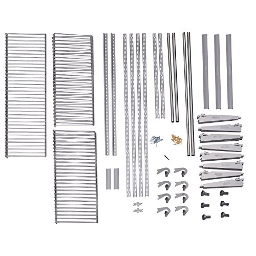Rubbermaid Configurations Deluxe Closet Kit, Titanium, 4-8 Ft. & Configurations Deluxe Closet Kit, Titanium, 3-6 Ft, Wire Shelving Kit with Expandable Shelving and Telescoping Rods