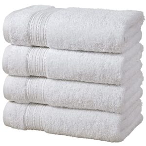 erina large hand towels 16 x 28 inch (4 pack) - heavy gsm 100% ring spun combed cotton quick drying highly absorbent towels - soft hotel quality for bath, gym and spa (white)