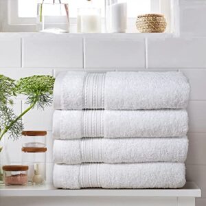 ERINA Large Hand Towels 16 x 28 Inch (4 Pack) - Heavy GSM 100% Ring Spun Combed Cotton Quick Drying Highly Absorbent Towels - Soft Hotel Quality for Bath, Gym and Spa (White)