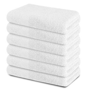 zuperia bath towels 24 x 48 inches, set of 6 - ultra soft 100% combed cotton white towels, highly absorbent daily usage bath towel set ideal for pool, home, gym, spa, hotel - (white)