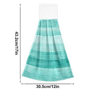 Teal Turquoise Green Wood Kitchen Towel Home Decorative Loop Dish Hand Towel Hanging Tie Towels 2PCS Super Soft Absorbent WashCloth for Bathroom Farmhouse Housewarming Tabletop, 12x17Inches