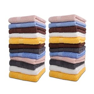 ZUPERIA Classic Towels, Face Washcloths (24 Pack, 12" x 12") 100% Cotton Premium Quality and Ultra Soft Wash Cloth Set for Bathroom and Home | Highly Durable High Absorbency and Stylish