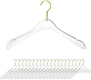 nisorpa clear acrylic hangers, 20 pack clear non-slip hangers with golden chrome steel hook, clothes hangers space saving hanger for dresses suit jacket sweater blouse