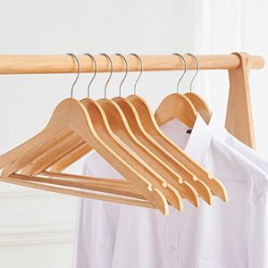 coat hangers 5pcs sturdy good load-bearing shirt wooden hanger clothes drying racks (wooden color 5pcs)