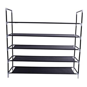 deuxff shoe rack,100cm ultra large capacity storage storage organizer,metal frame, non-woven fabric, for living room, hallway (black, 5-tier)