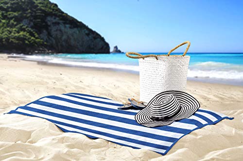 Utopia Towels [4 Pack] Cabana Stripe Beach Towel, (30 x 60 Inches) Oversized 100% Ring Spun Cotton Pool Towels, Highly Absorbent Quick Dry Bath Towels for Bathroom, and Swim Towel (Blue, Yellow, Green, Orange)