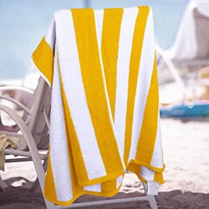 Utopia Towels [4 Pack] Cabana Stripe Beach Towel, (30 x 60 Inches) Oversized 100% Ring Spun Cotton Pool Towels, Highly Absorbent Quick Dry Bath Towels for Bathroom, and Swim Towel (Blue, Yellow, Green, Orange)