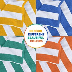 Utopia Towels [4 Pack] Cabana Stripe Beach Towel, (30 x 60 Inches) Oversized 100% Ring Spun Cotton Pool Towels, Highly Absorbent Quick Dry Bath Towels for Bathroom, and Swim Towel (Blue, Yellow, Green, Orange)