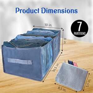 4 pc 7 grids Wardrobe Clothes Organizer , Clothes Organizer For Folded Clothes With Small Bag , Grey Wardrobe Organizer , Pants Organizer , Closet Organization