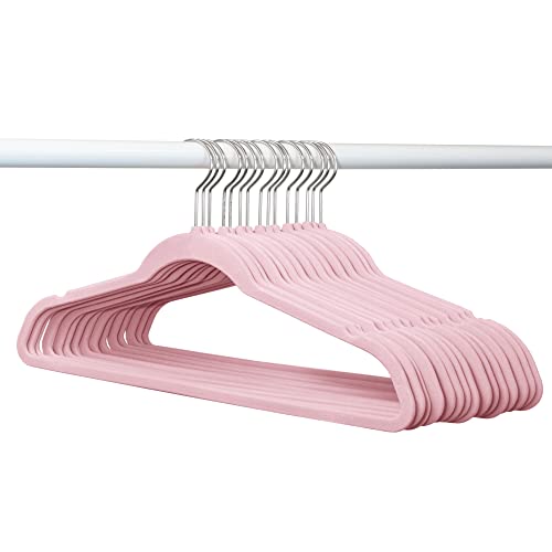 Premium Velvet Hangers Ultra Thin Non Slip Adult Felt Heavy Duty Coat Pants Dress Hangers 360° Swivel Hook, Sleek and Secure 50 Pack Pink Velvet Hanger by compa