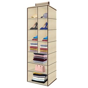 satino hanging closet organizers and storage shoe clothes bag jewelry wardrobe storage container - 11 shelves, 47.3 * 12 * 12 inch beige