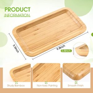 Bamboo Vanity Tray, Bathroom Counter Tray, POVTOKA Rectangular Wood Toilet Countertop Organizer Holder for Soap Dispenser Candle Jewellery Perfume, 9.8 x 5.5 x 0.8inch