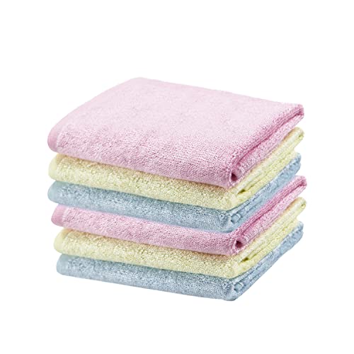 Wokaku Small-Towels-for-BabyKidsChild-Face-Towel-and-Washcloth-BabyKidChildren-Saliva-Towel-Super-Soft-Quick-Dry-Towel-as-Kitchen-Cleaning-Dish-Towels (28 * 26CM=11.02"*10.23", 6 PCS)