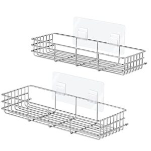 tiilan shower caddy, no drilling adhesive storage shelf for bathroom and kitchen, wall mounted, 18/8 stainless steel, 2 pack