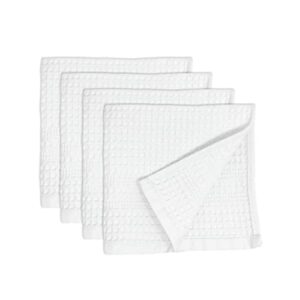 gilden tree waffle towel quick dry thin exfoliating, 4 pack washcloths for face body, classic style (white)