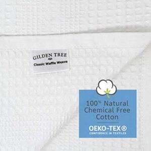 GILDEN TREE Waffle Towel Quick Dry Thin Exfoliating, 4 Pack Washcloths for Face Body, Classic Style (White)